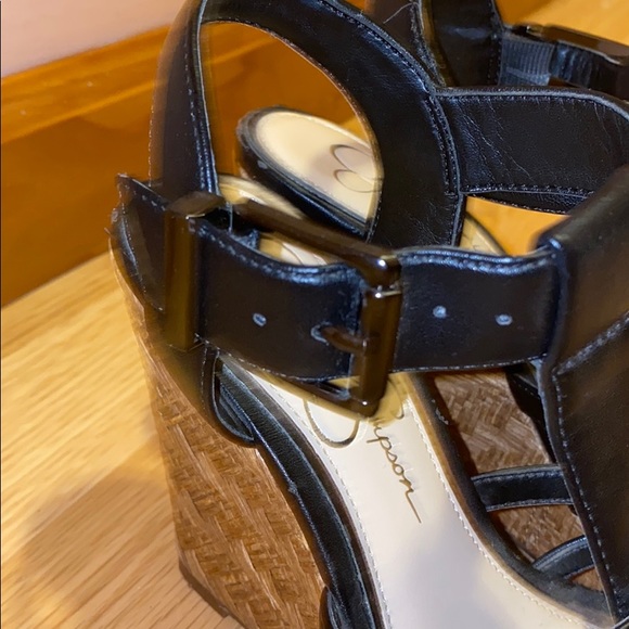 Jessica Simpson Platform Wedge Sandals Black, Tan - Picture 7 of 8